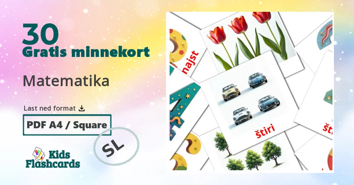 Matematika bildekort for barn på slovensk