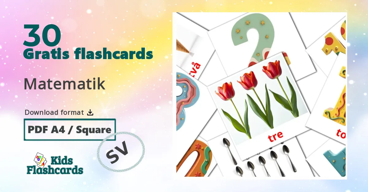 Matematik svenske ordforråd billedkort for børn