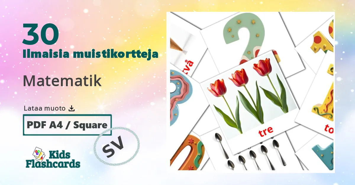 30 Matematik lasten kuvakortit