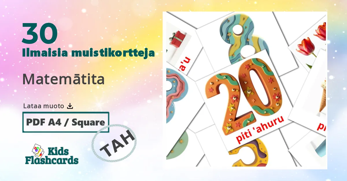 Matemātita – lasten kuvakortit tahitianksi sanastoon