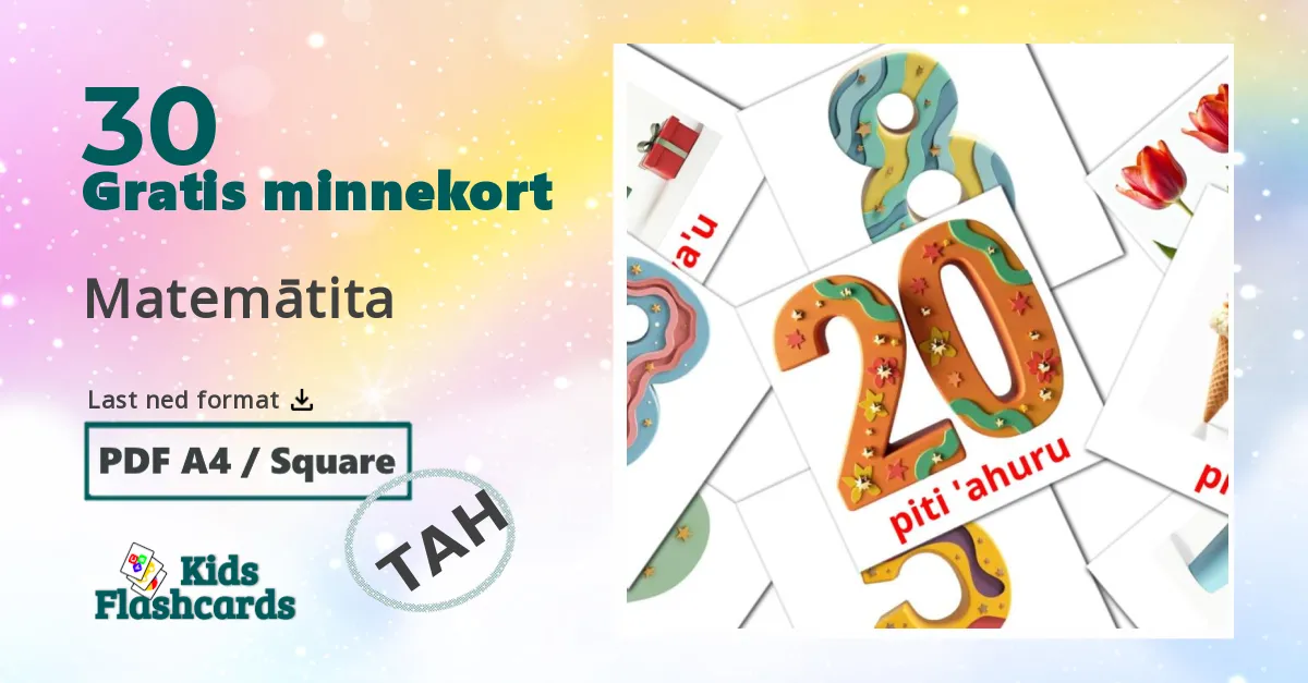 Matemātita bildekort for barn på tahitisk