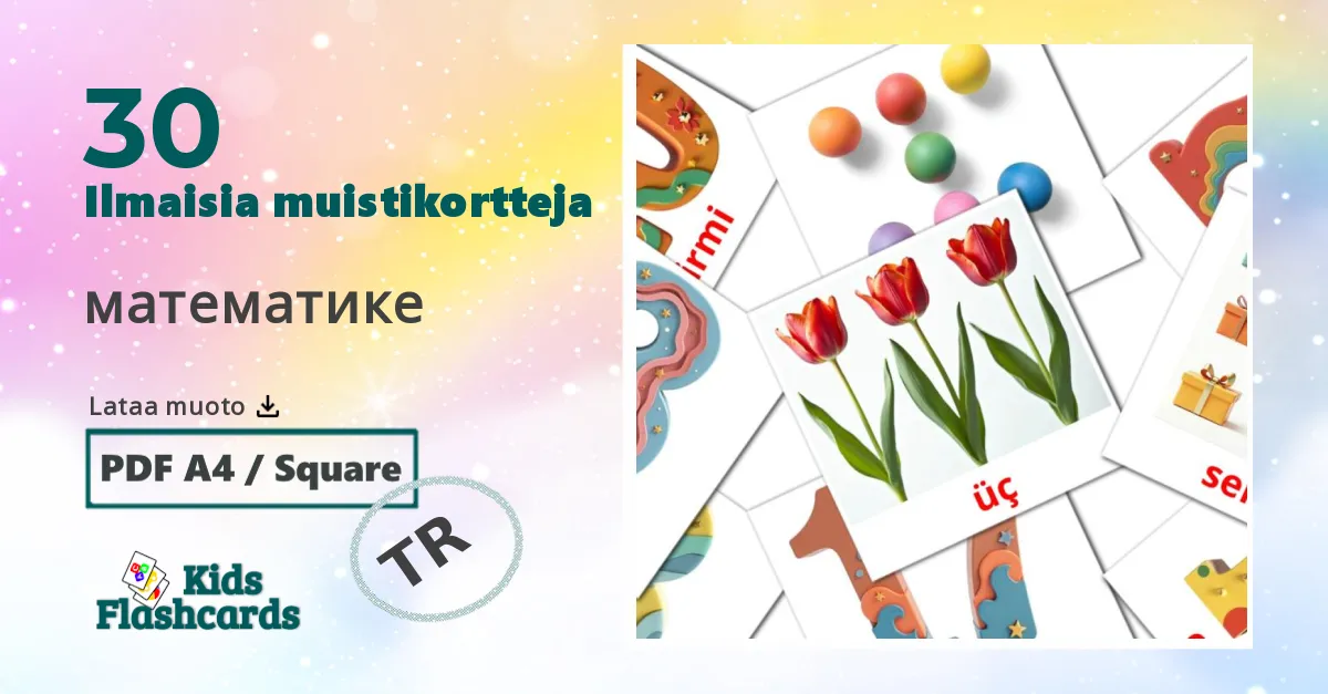 математике – lasten kuvakortit turkkiksi sanastoon