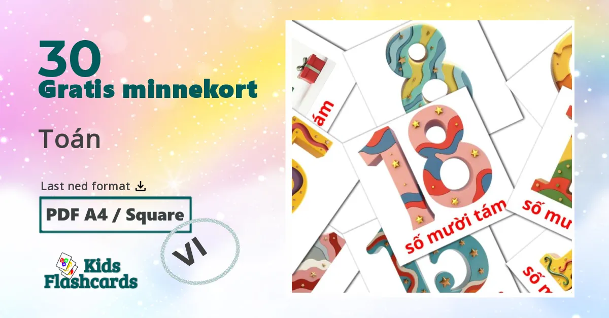Toán bildekort for barn på vietnamesisk