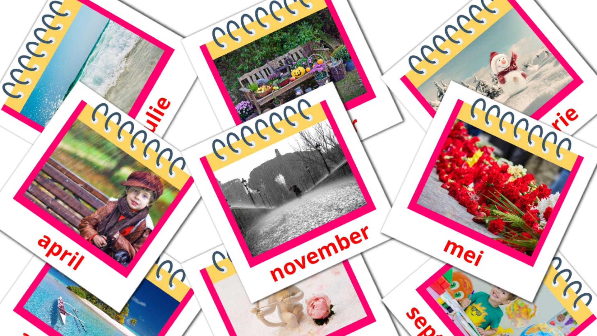 Months of the Year - afrikaans vocabulary cards