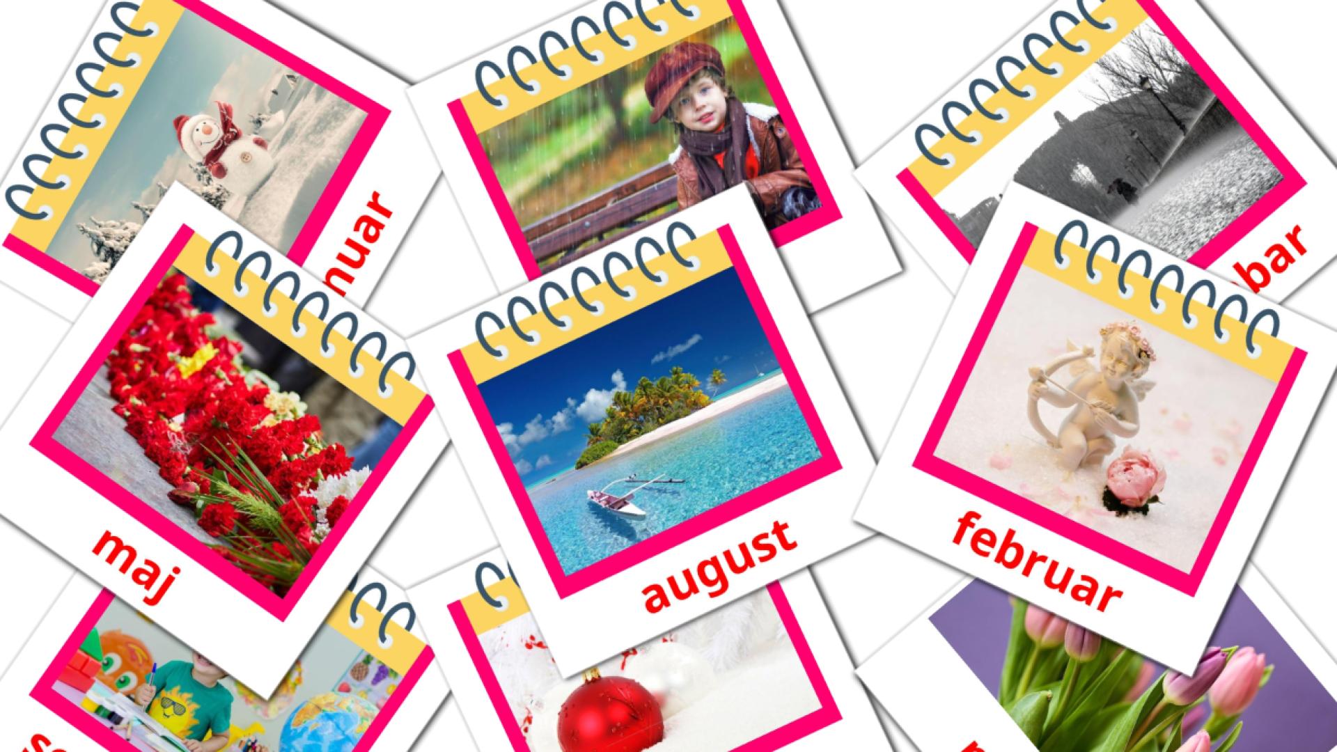 12 Flashcards de mjeseci u godini