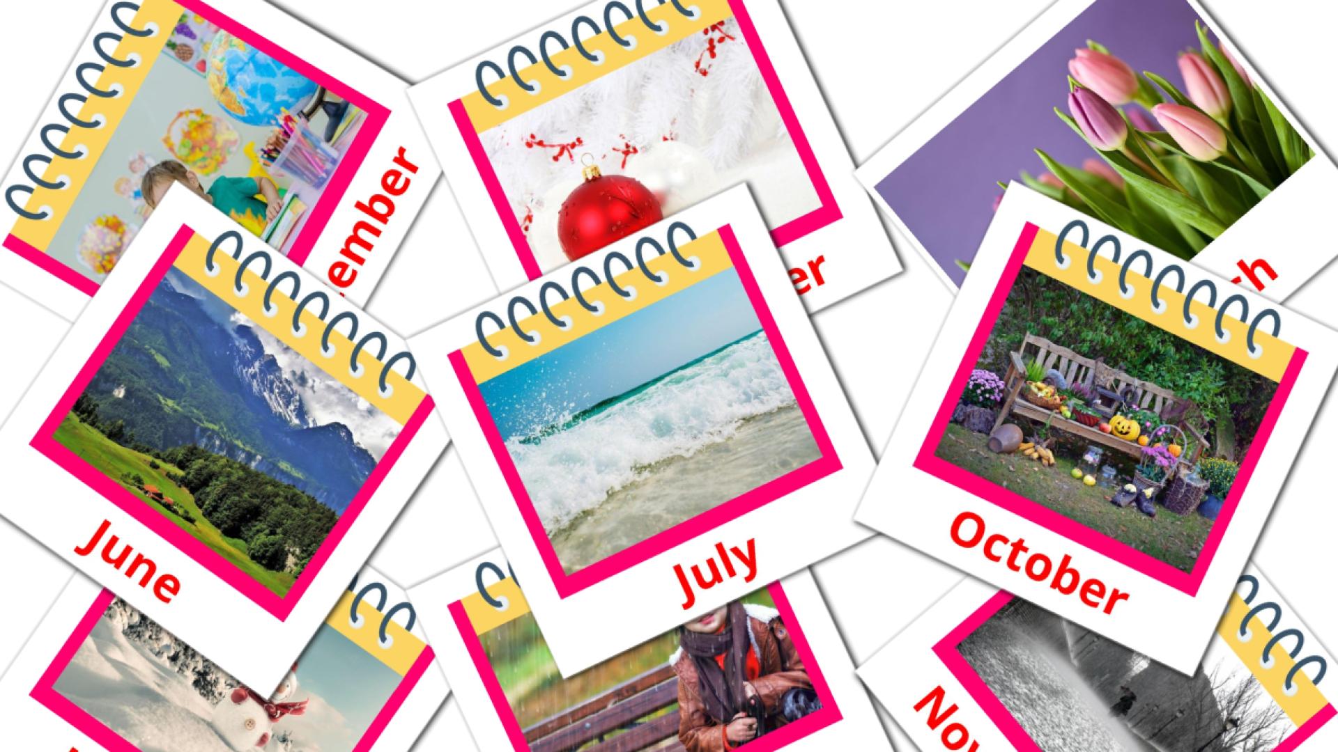 12 tarjetas didacticas de Months of the Year