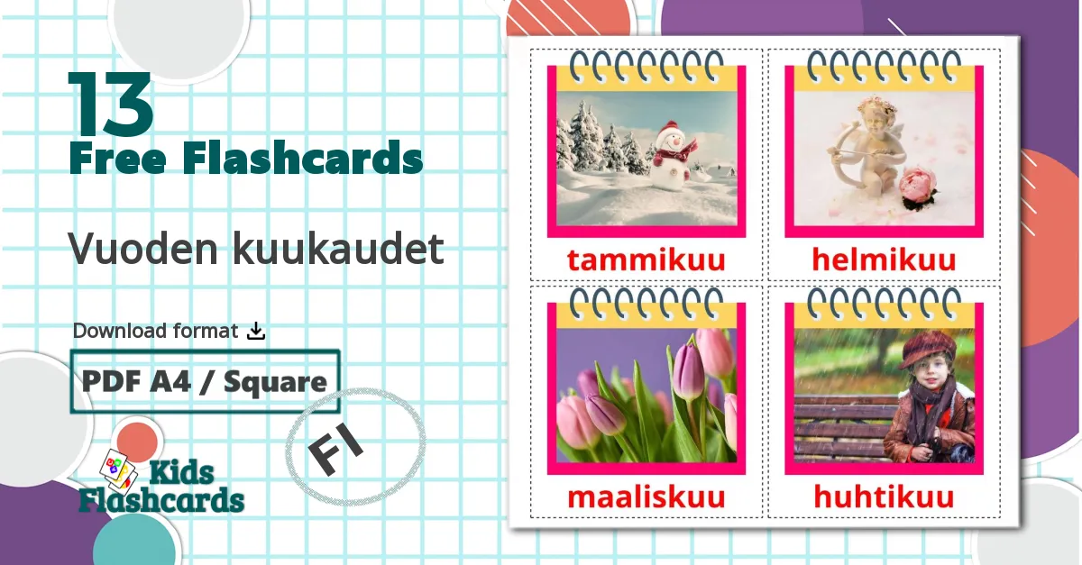 13 Vuoden kuukaudet flashcards