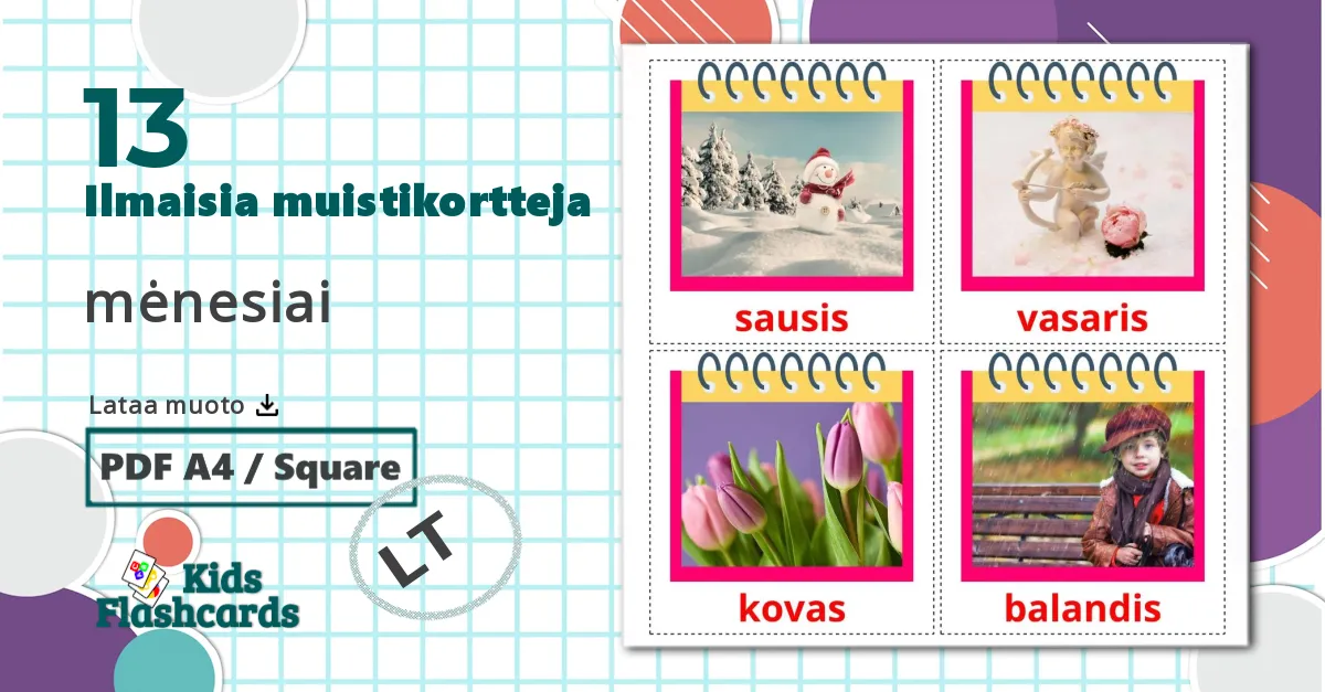 13 mėnesiai lasten kuvakortit