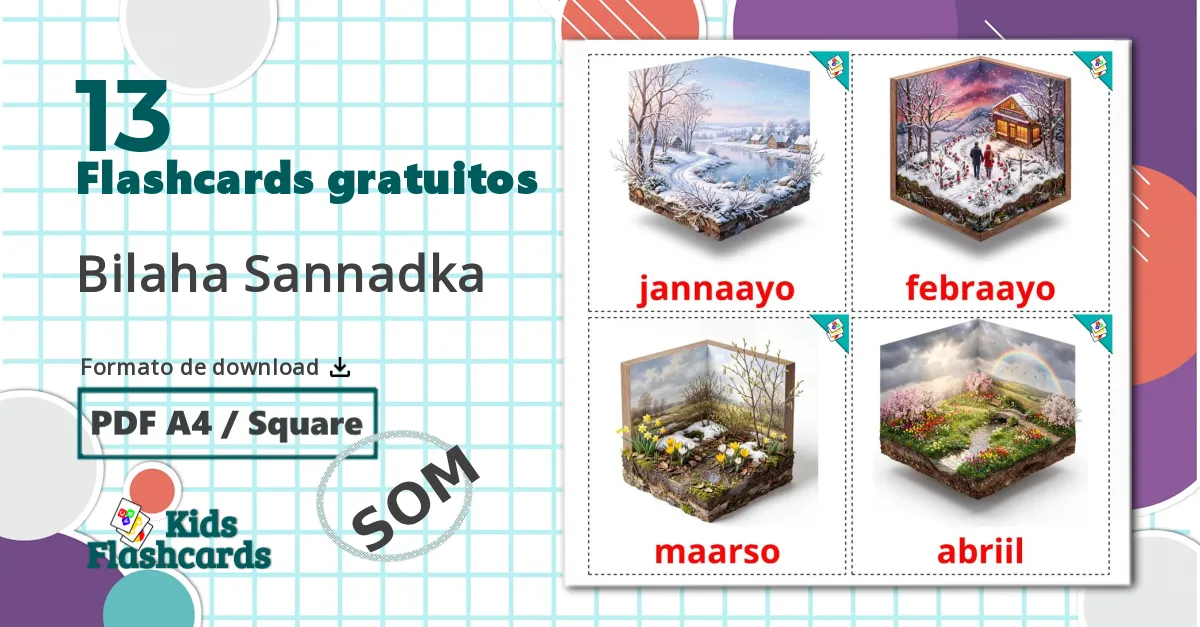 13 Flashcards de Meses do ano