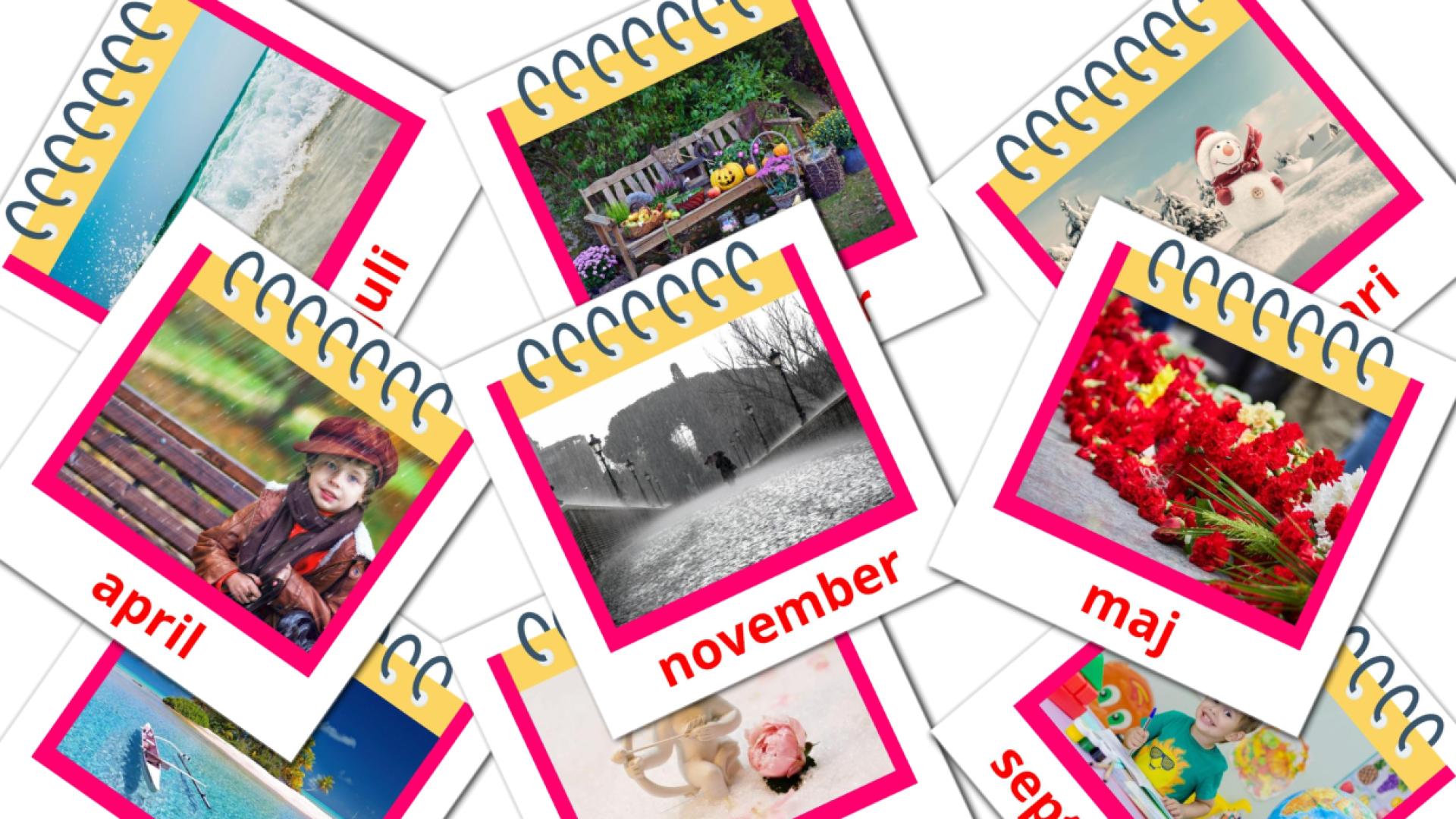 12 Årets månader flashcards