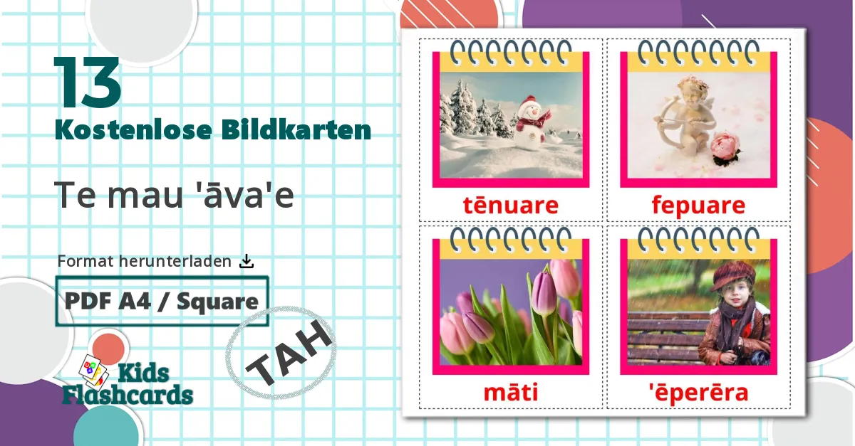 13 Bildkarten für Te mau 'āva'e