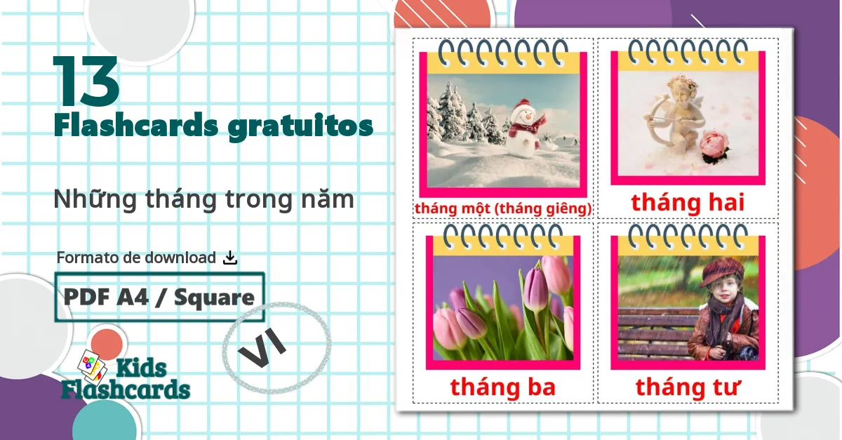 13 Flashcards de Những tháng trong năm