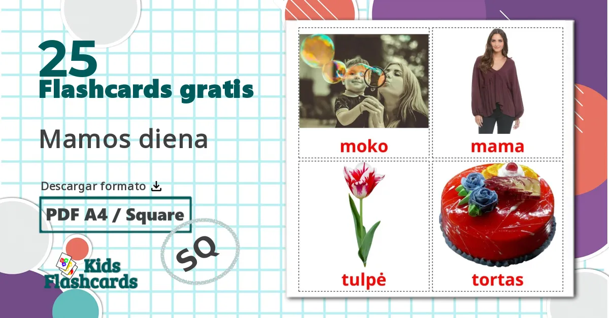 25 tarjetas didacticas de Día de la madre