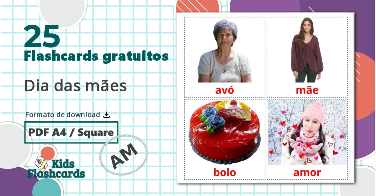 25 Flashcards de Dia das Mães