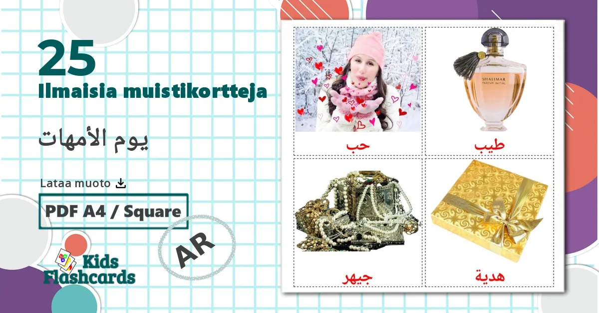 Äitienpäivä - arabic sanastokortit