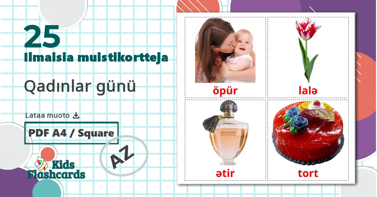 25 Äitienpäivä lasten kuvakortit