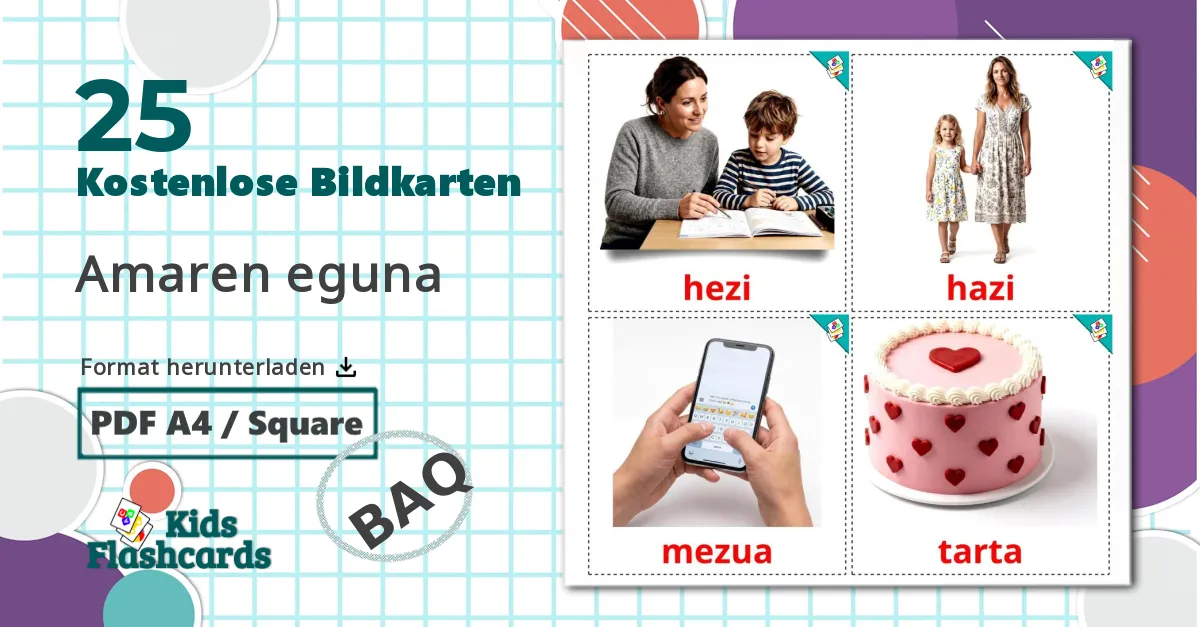 Muttertag - Baskische Vokabelkarten