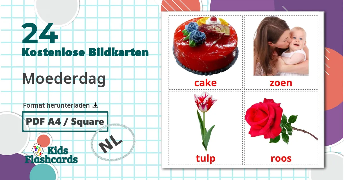 24 Bildkarten für Moederdag