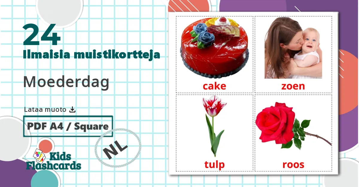 24 Moederdag lasten kuvakortit