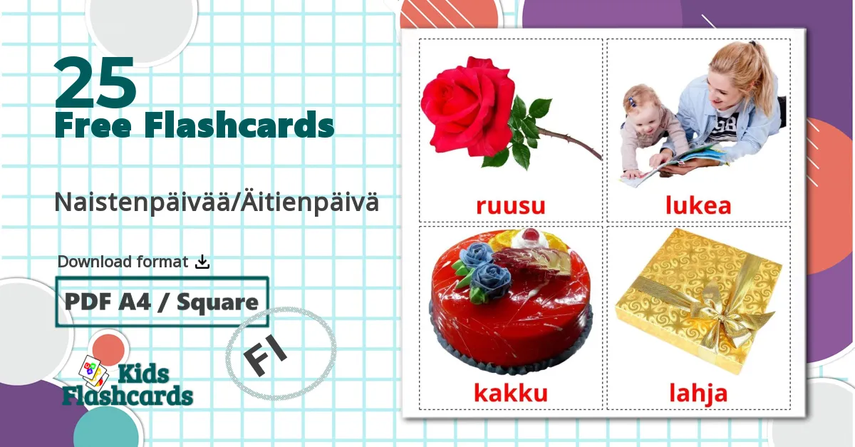 25 Naistenpäivää/Äitienpäivä flashcards