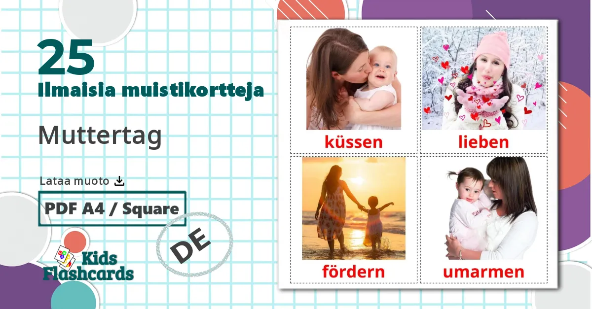 25 Muttertag lasten kuvakortit