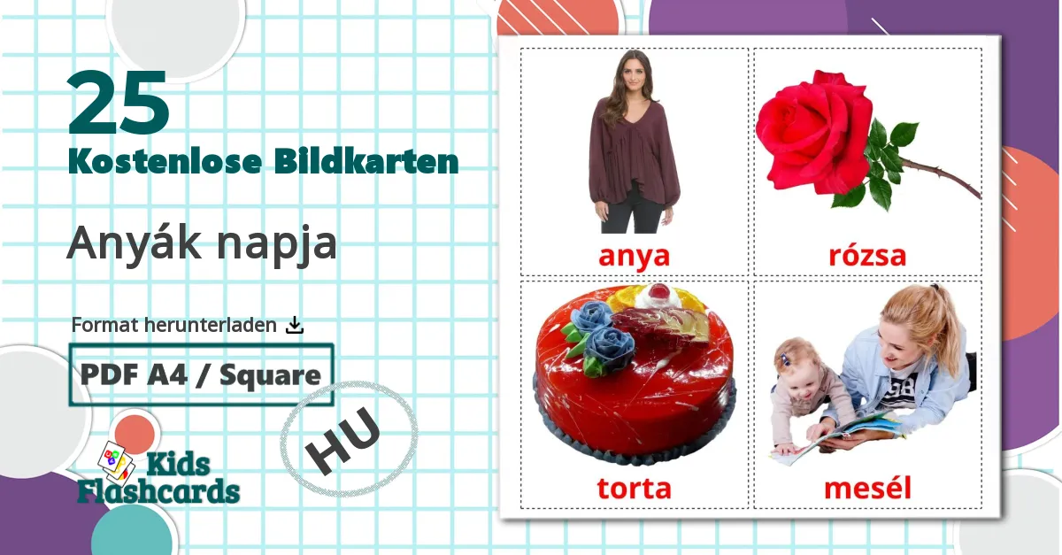 25 Bildkarten für Anyák napja