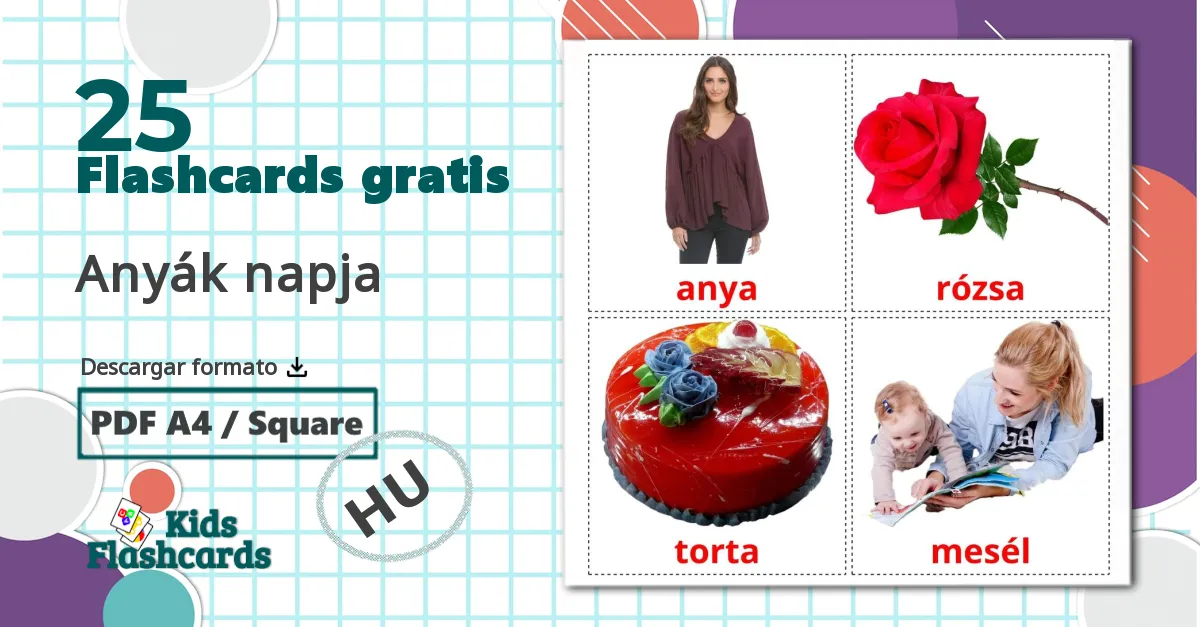 25 tarjetas didacticas de Anyák napja