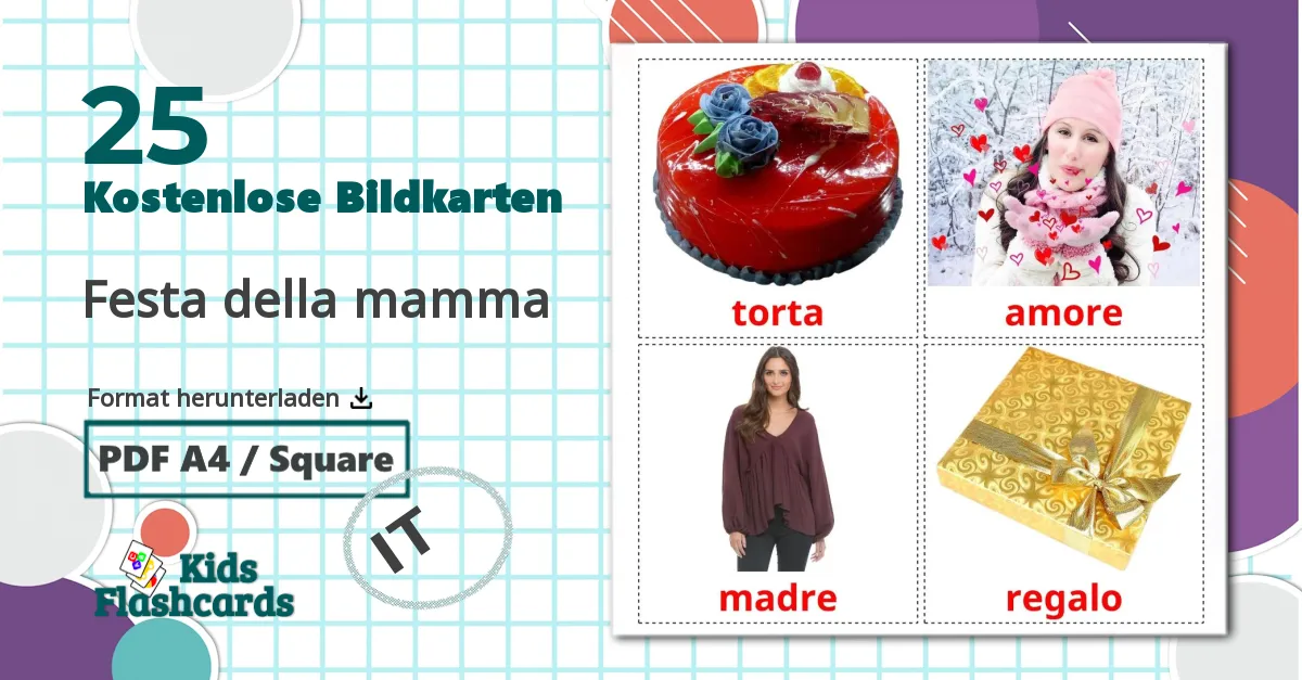 25 Bildkarten für Festa della mamma