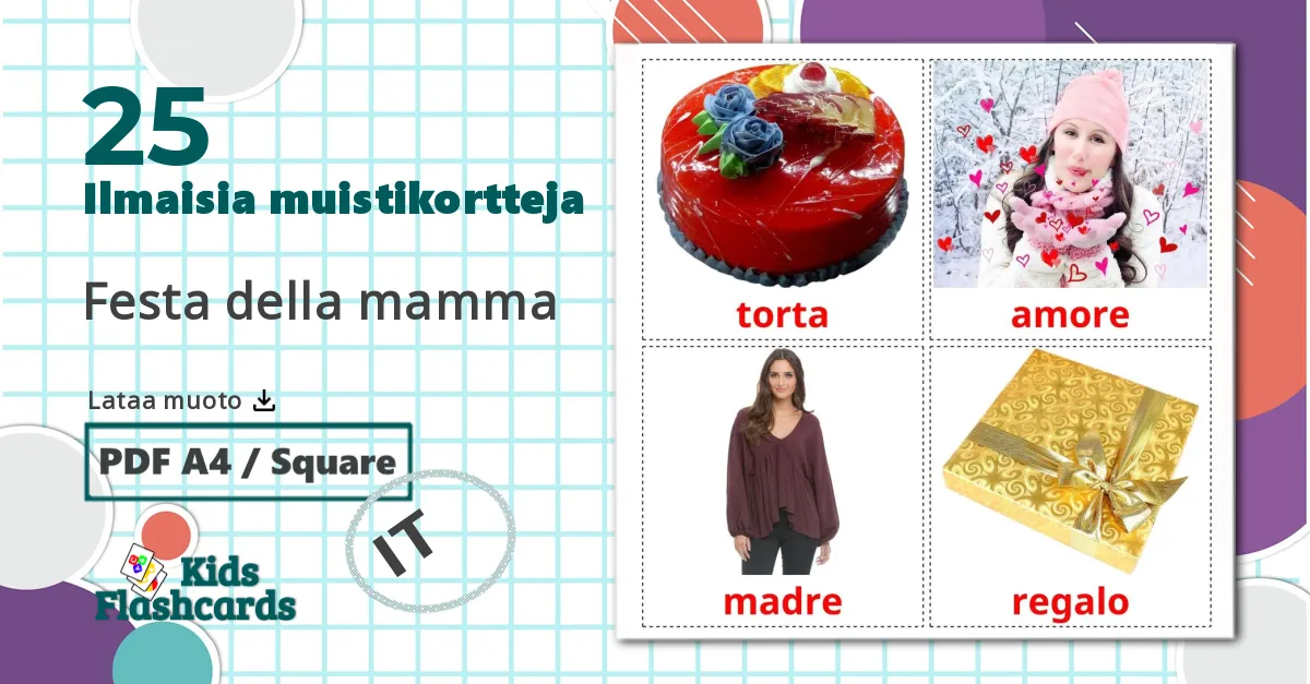 25 Festa della mamma lasten kuvakortit