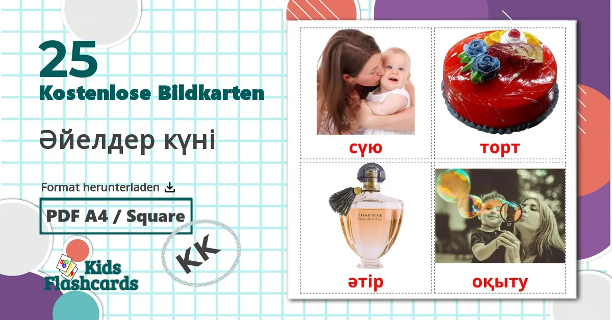 25 Bildkarten für Әйелдер күні