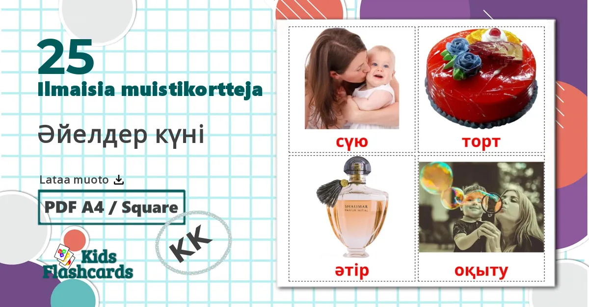 25 Әйелдер күні lasten kuvakortit