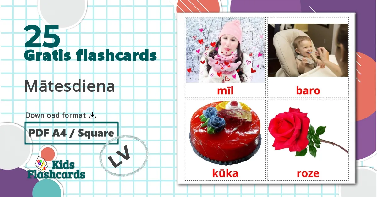 25 Mātesdiena billedkort for børn
