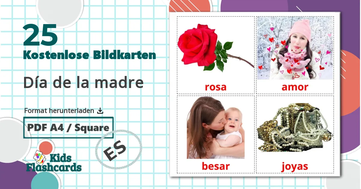 25 Bildkarten für Día de la madre