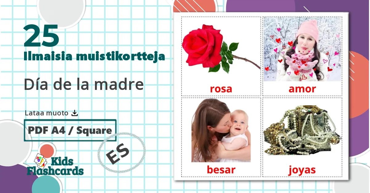 25 Día de la madre lasten kuvakortit