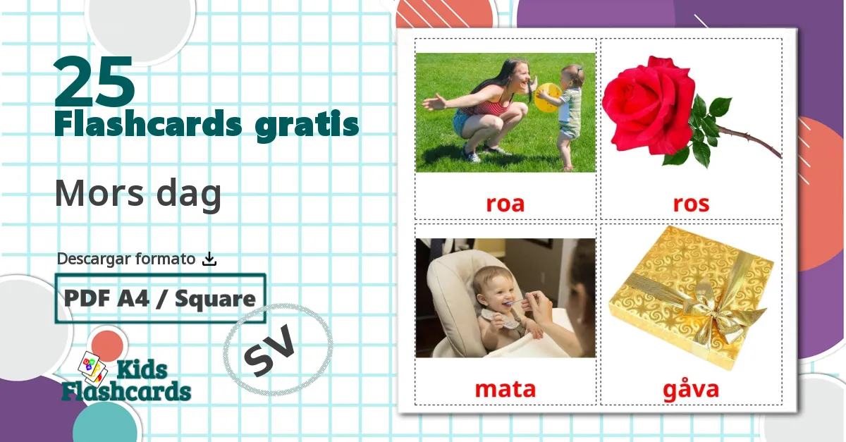 25 tarjetas didacticas de Mors dag