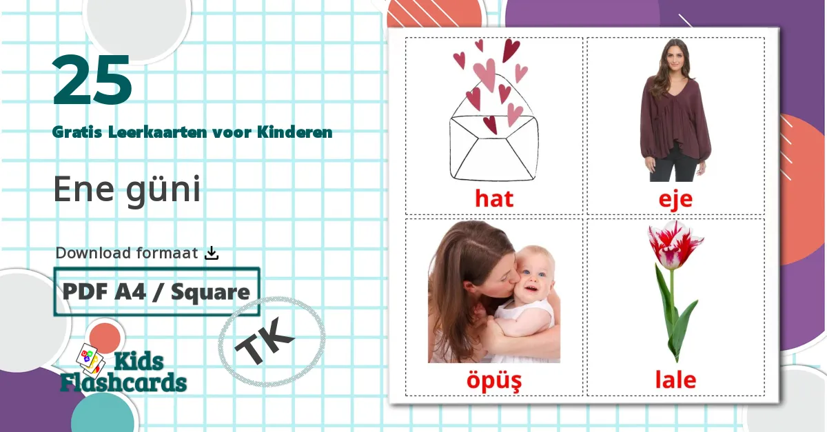 25 Ene güni Leerkaarten voor kinderen