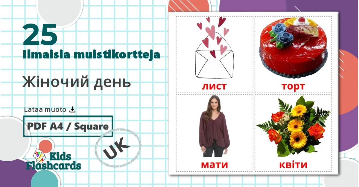 25 Жіночий день lasten kuvakortit