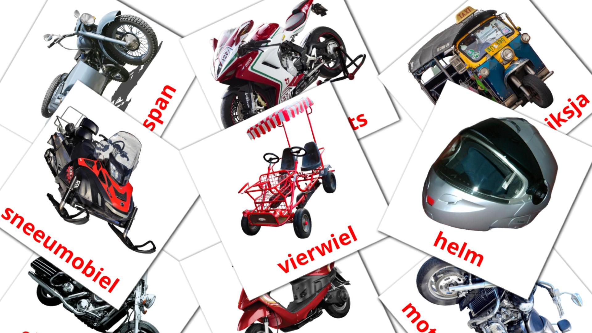 Motorcycles - afrikaans vocabulary cards