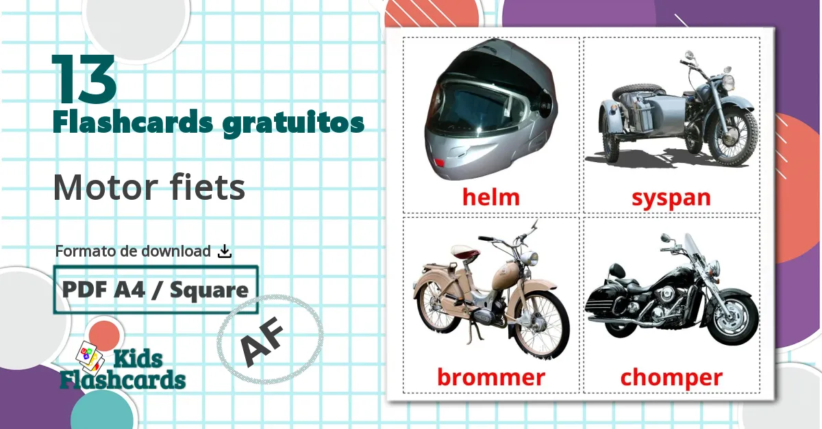 Motocicletas - Cartões de vocabulário afrikaans