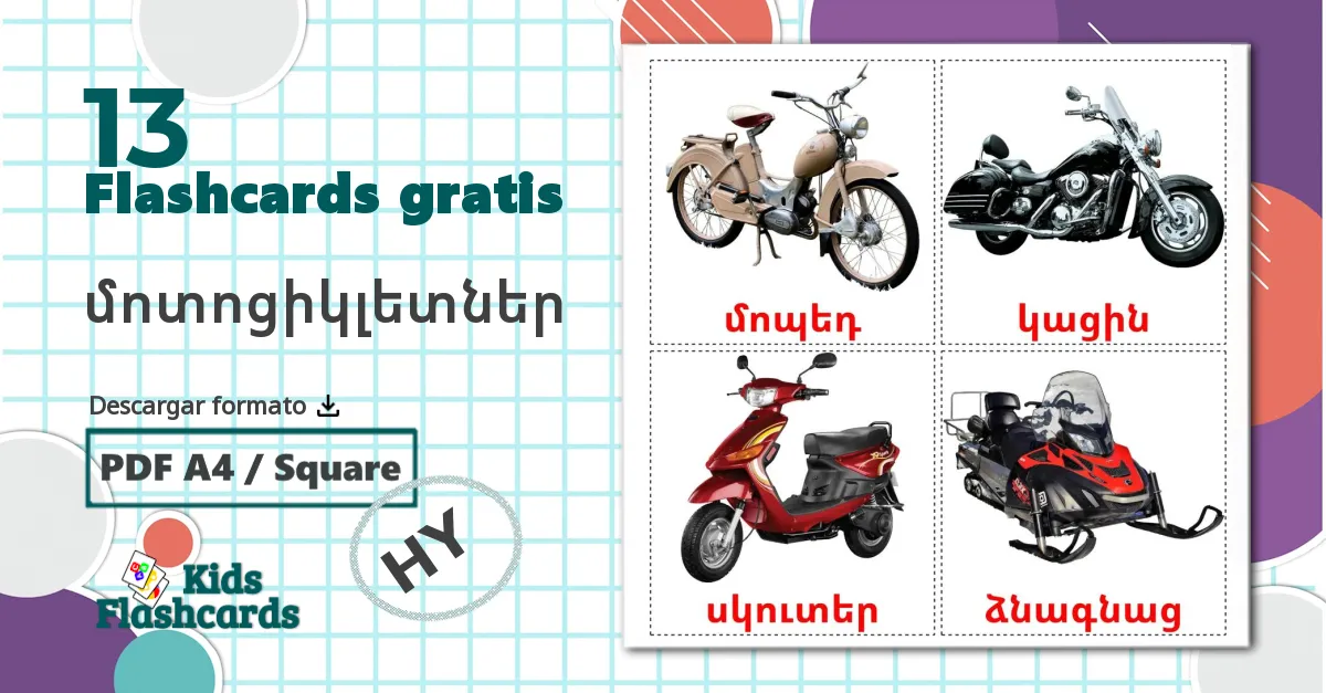 Motocicletas - tarjetas de vocabulario en armenio