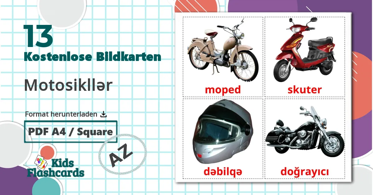 13 Bildkarten für Motorräder