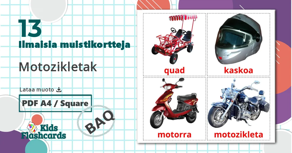 Moottoripyörät - baski sanastokortit