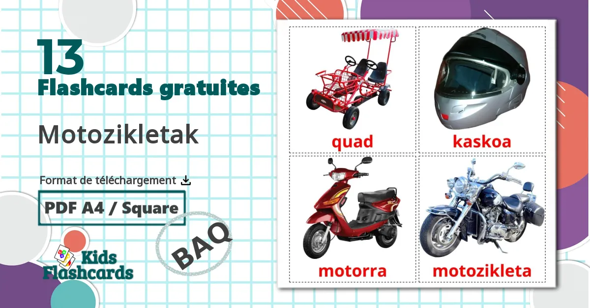 Motorcycles - cartes de vocabulaire basque