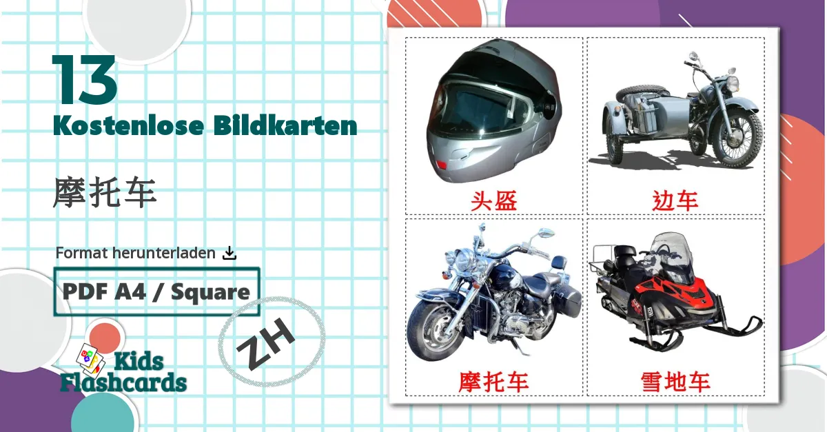 13 Bildkarten für Motorräder