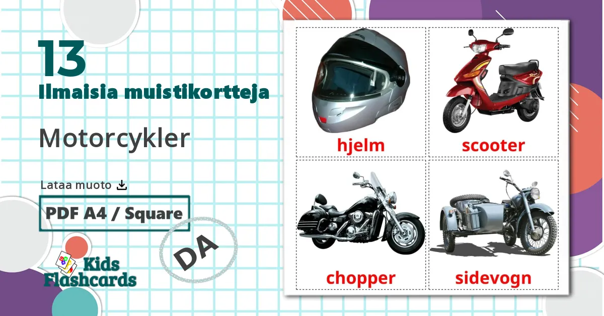 13 Motorcykler lasten kuvakortit