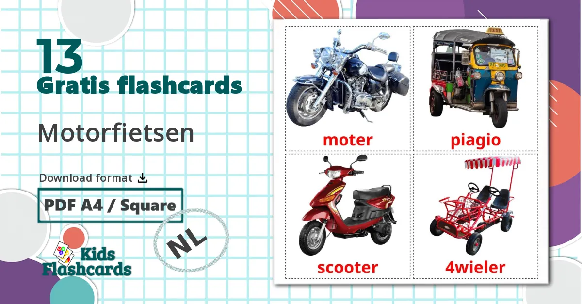 13 Motorfietsen billedkort for børn