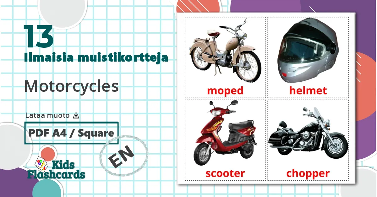 13 Motorcycles lasten kuvakortit