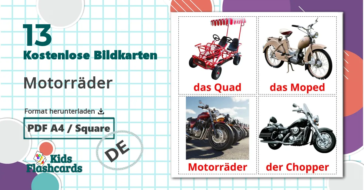 13 Bildkarten für Motorräder