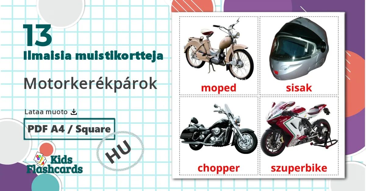 13 Motorkerékpárok lasten kuvakortit