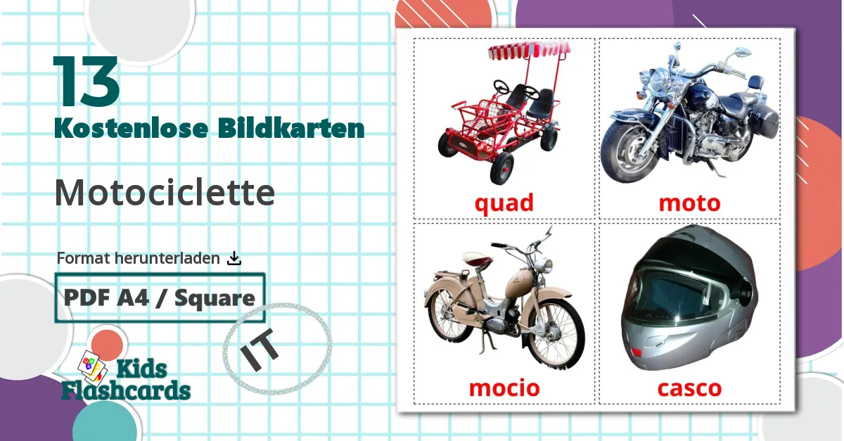 13 Bildkarten für Motociclette